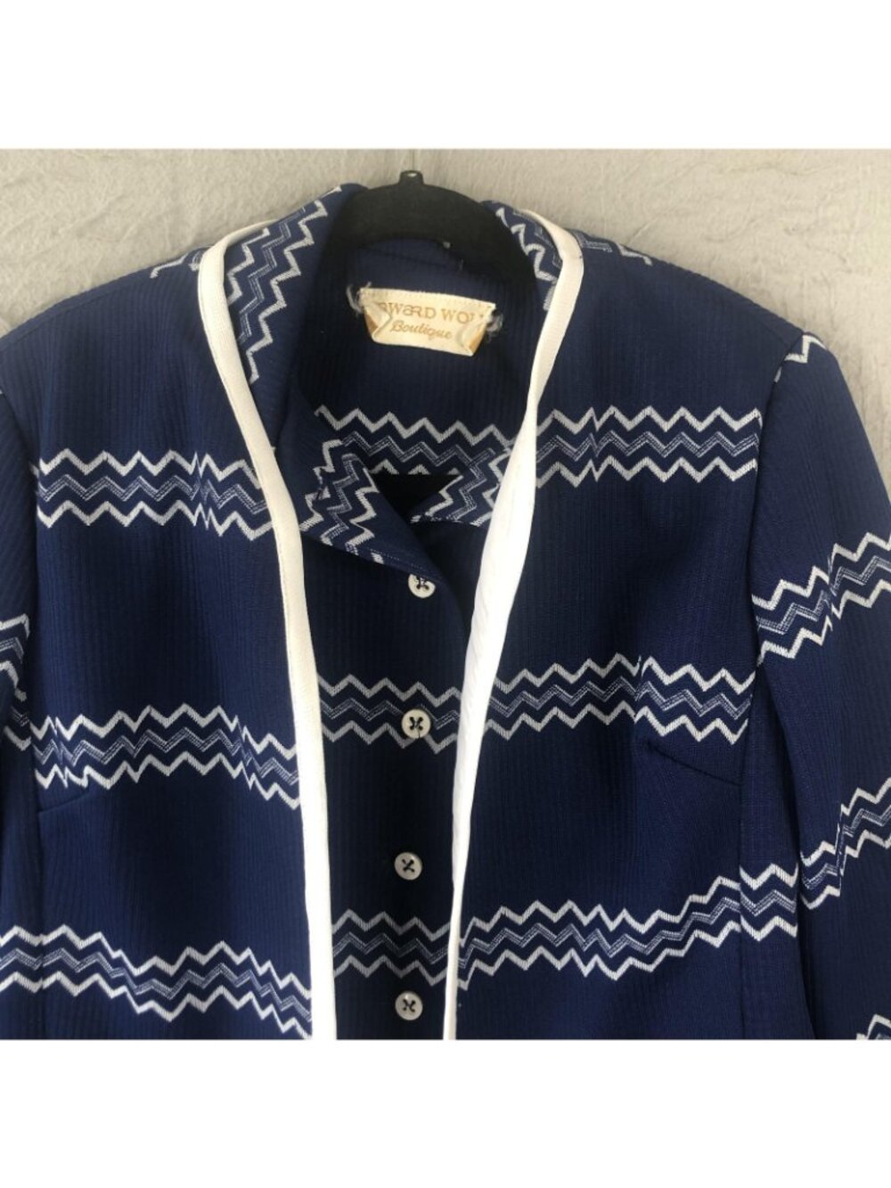 Vintage Howard Wolf Dress Womens M Zigzag Jacket Mod 70s Brittish Invasion Retro - Picture 16 of 16